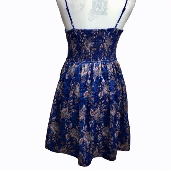 Xhilaration Blue Patterned Dress in a Floral Burnout Pattern - Picture 2 of 14